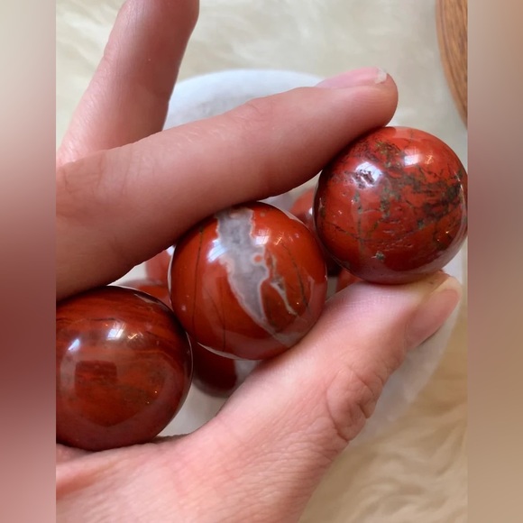 One Red Jasper Mini Sphere Pocket Crystal for Traveler Healing Crystals Decor - Picture 3 of 7